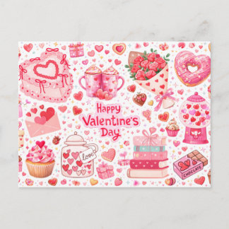 Postal Sweet Treats & Hearts All-Over Love Postcard