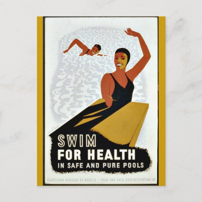 Postal Swim for Health - poster Vintage WPA (Anverso)