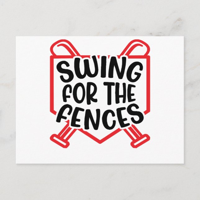 Postal Swing For The Fences Chicas De Softbol De Béisbol  (Anverso)