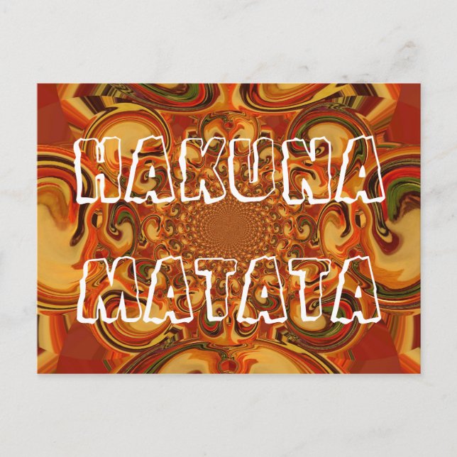 Postal Swirling Resumen naranja, tonos marrones y verdes (Anverso)