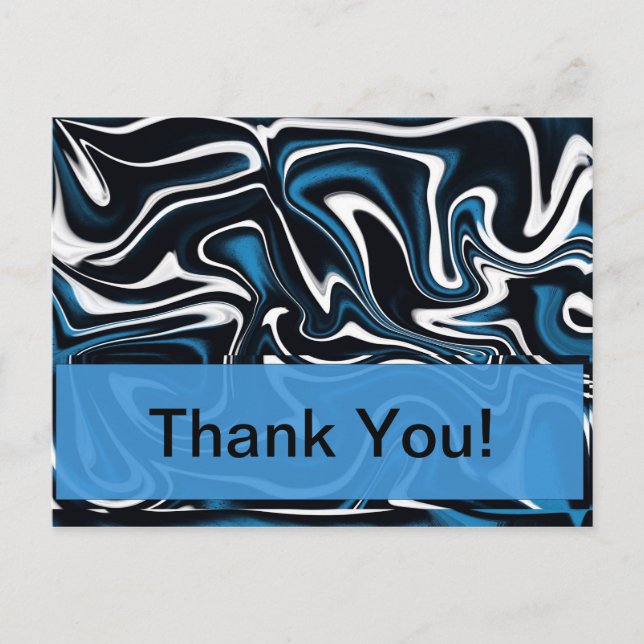 Postal Swirls azul, negro y blanco (Anverso)