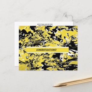 Postal Swirls de negro, blanco y amarillo