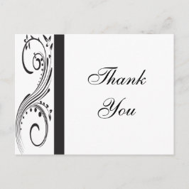 Postal Swirls en blanco y negro Gracias