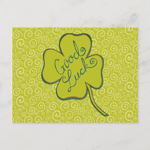 Postal Swirls Happy Good Luck Shamrock Postcard