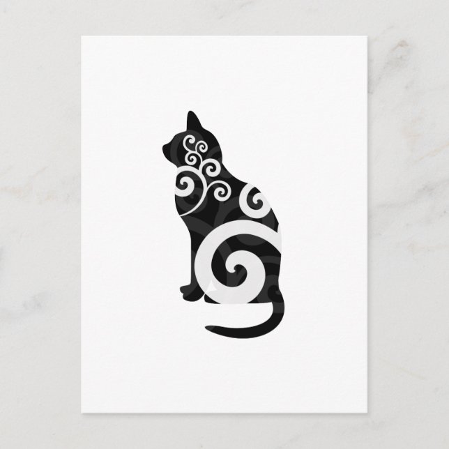 Postal Swirly Cat Black (Anverso)