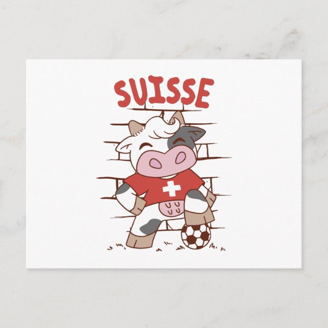 Postal Swiss Soccer Cow Football Fan Switzerland Flag (Anverso)