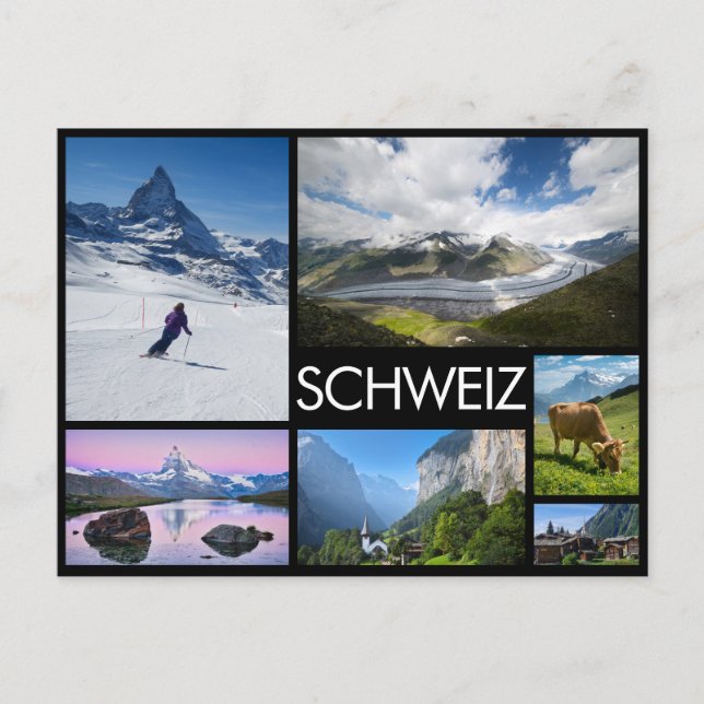 Postal Switzerland multiple image collage black (Anverso)