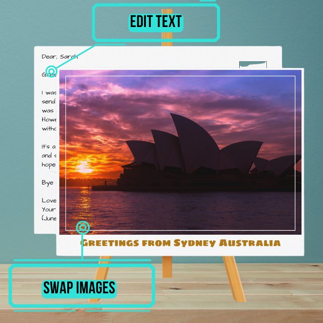 Postal Sydney Australia con Ópera al atardecer (Please enjoy our design and see the others in the collection.)