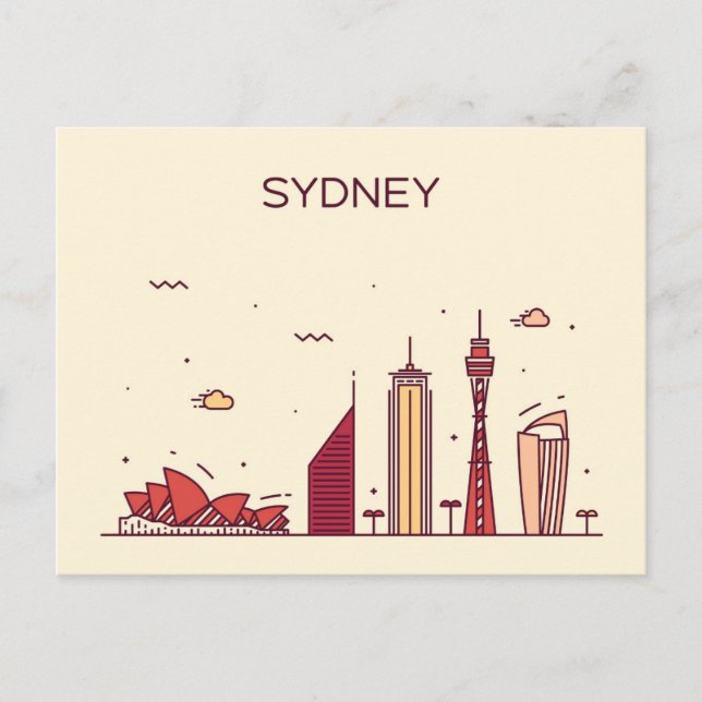 Postal Sydney, Australia | Línea aérea Doodle (Anverso)