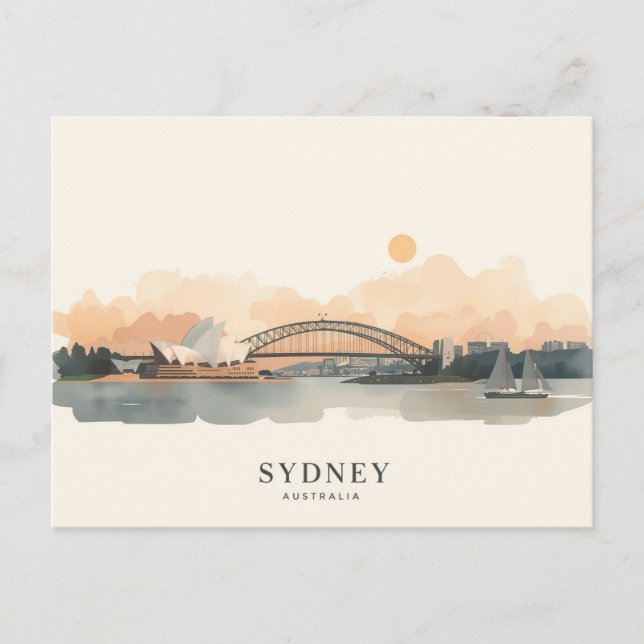 Postal Sydney, Australia Minimalista Boho Viajes (Anverso)