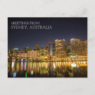 Postal Sydney Australia Puerto Darling de Noche