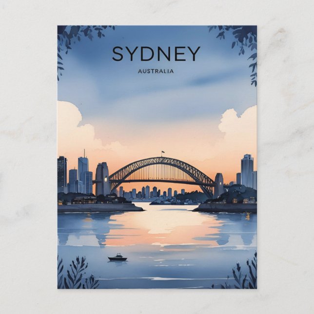 Postal Sydney Australia Skyline Sunset Retro Travel (Anverso)