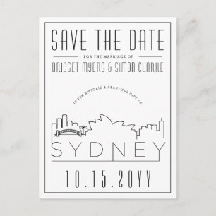 Postal Sydney Boda Deco Skyline Save the Date