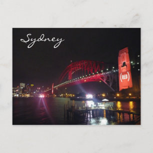 Postal sydney bridge red night