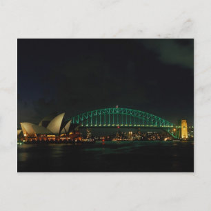 Postal Sydney Bridge y Opera House por la noche, Australi