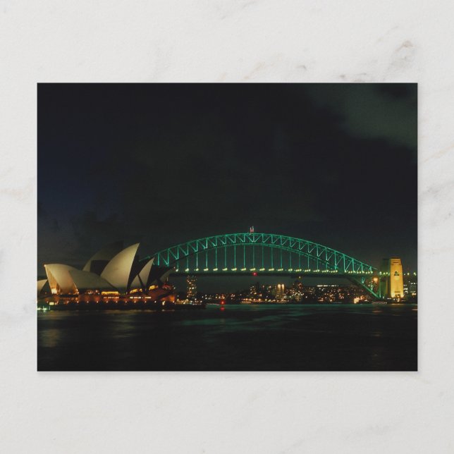 Postal Sydney Bridge y Opera House por la noche, Australi (Anverso)
