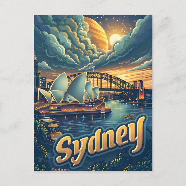 Postal Sydney de noche: Elegancia en la Ópera (Anverso)