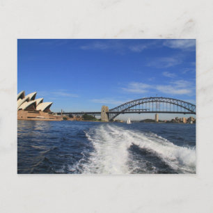 Postal Sydney Harbour Bridge y Opera House desde un ferry