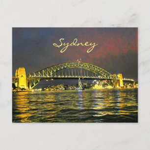 Postal Sydney night Harbour Bridge Australia