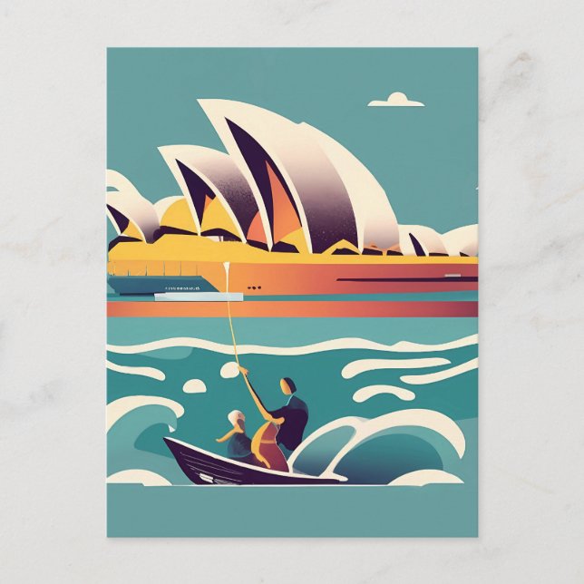Postal Sydney Opera House Australia pintura recuerdo (Anverso)