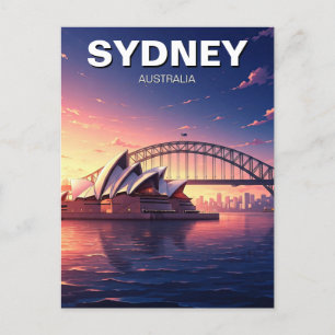 Postal Sydney Opera House Puente de la puesta de sol en A