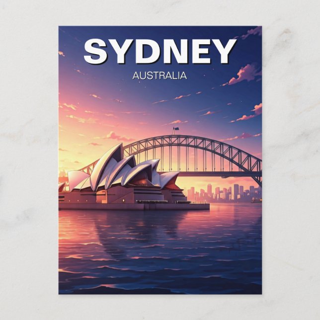 Postal Sydney Opera House Puente de la puesta de sol en A (Anverso)