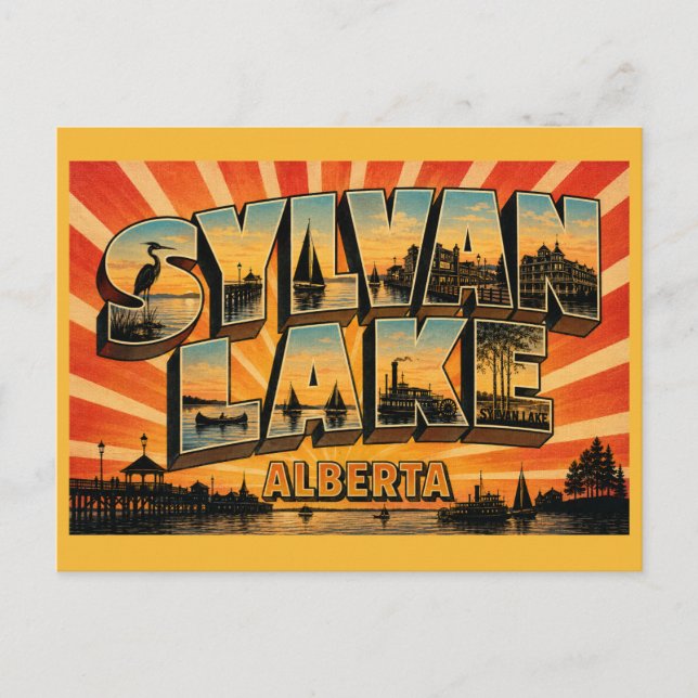 Postal Sylvan Lake Refugio junto al lago de Alberta (Anverso)