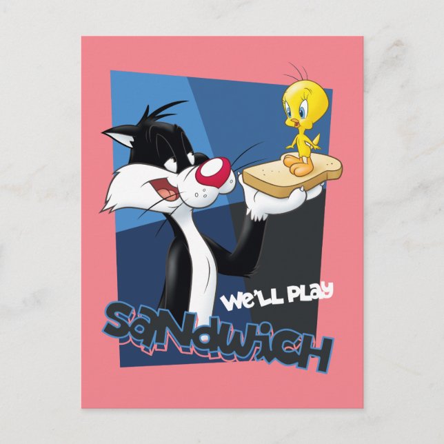 Postal SYLVESTER™ y TWEETY™ "Jugaremos sándwich" (Anverso)