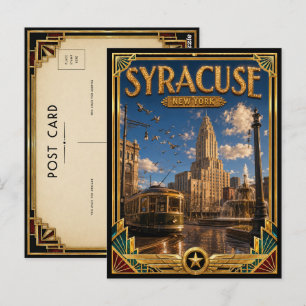 Postal Syracuse Nueva York Arte Deco Vintage Edad de Oro