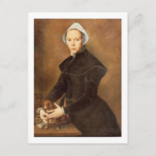 Postal T28337 Retrato de una mujer con un perro soltero s