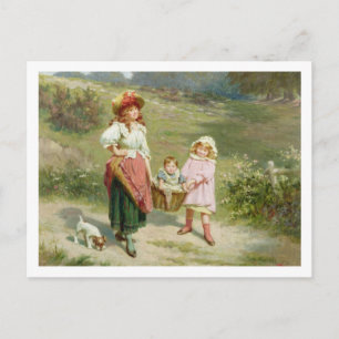 Postal T33572 al mercado, para comprar un cerdo grasoso