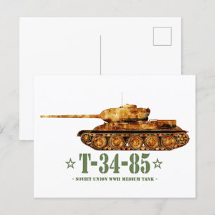 Postal T-34-85 Segunda Guerra Mundial Dos tanques soviéti