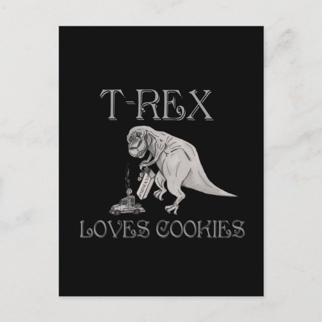 Postal T-Rex ama las galletas (Anverso)