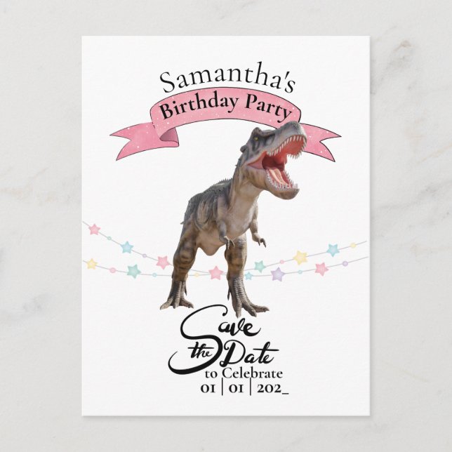Postal T Rex, Chica Guardar la fecha (Anverso)