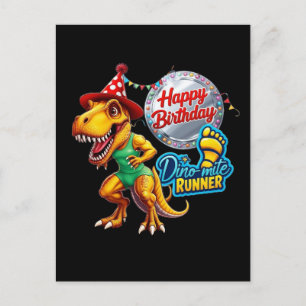 Postal T-Rex con traje de correr verde