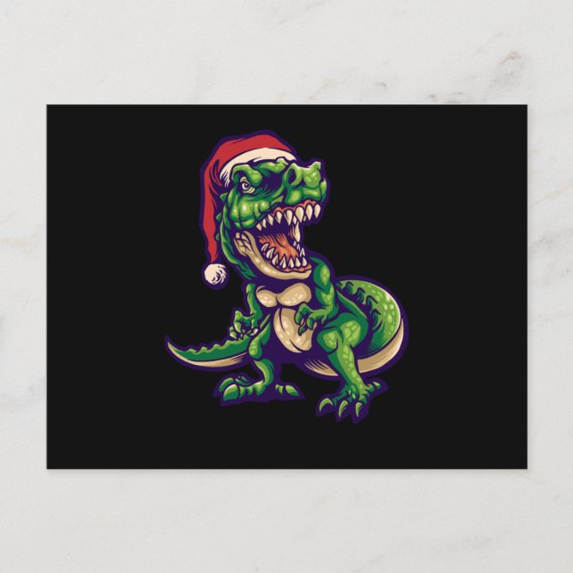 Postal T-rex de Navidad Dinosaurio | Diseño de Dinosaurio (Anverso)