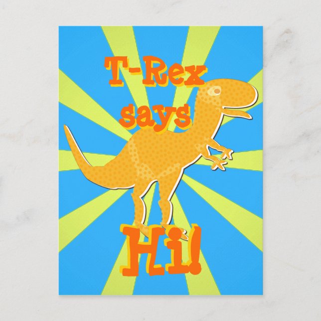 Postal T-Rex dice Hi Postcard (Anverso)
