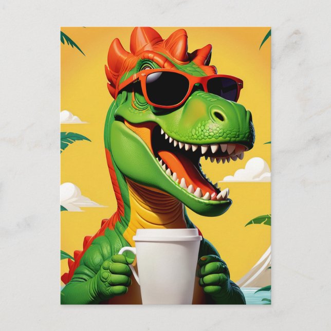 Postal T-Rex Dinosaur Divertido  (Anverso)