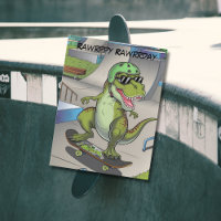 T-Rex en skatepark skateboarding