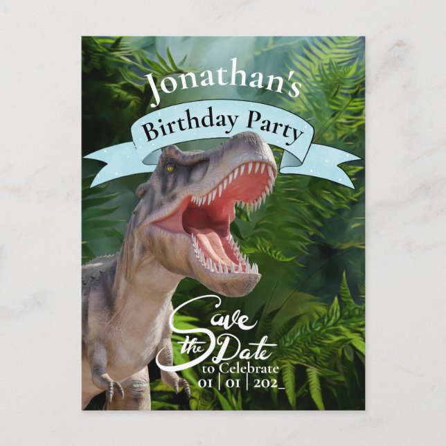 Postal T Rex, Jurassic World, Cumpleaños Feliz en la Jung (Anverso)