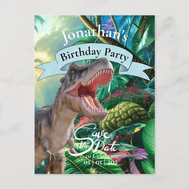 Postal T Rex, Jurassic World, Feliz Cumpleaños (Anverso)