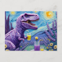 T-Rex púrpura divertido con fantasía de limonada