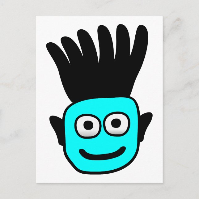 Postal T-Ron - Niño Con Mohawk Funky, Azul (Anverso)