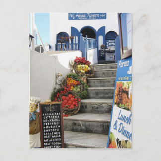 Postal taberna griega en Santorini, Grecia