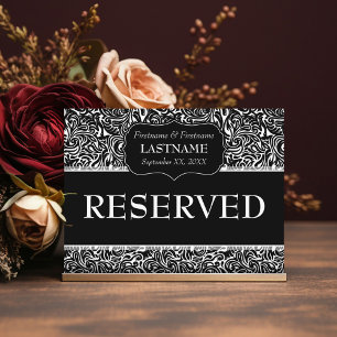 Postal Tabla boda Rótulo RESERVADO Patrón moderno