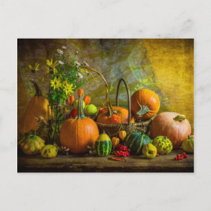 Postal Tabla de configuración de calabazas de otoño de Ha