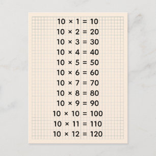 Postal Tabla de multiplicar personalizada #10 (para niños