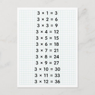 Postal Tabla de multiplicar personalizada #3 (para niños