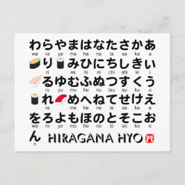 Postal Tabla japonesa de los Hiragana (sushi)