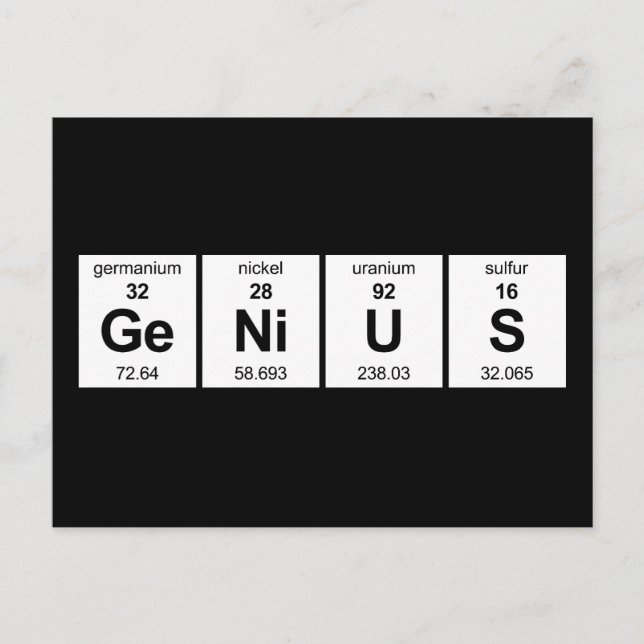 Postal Tabla periódica de GeNiUS (Anverso)